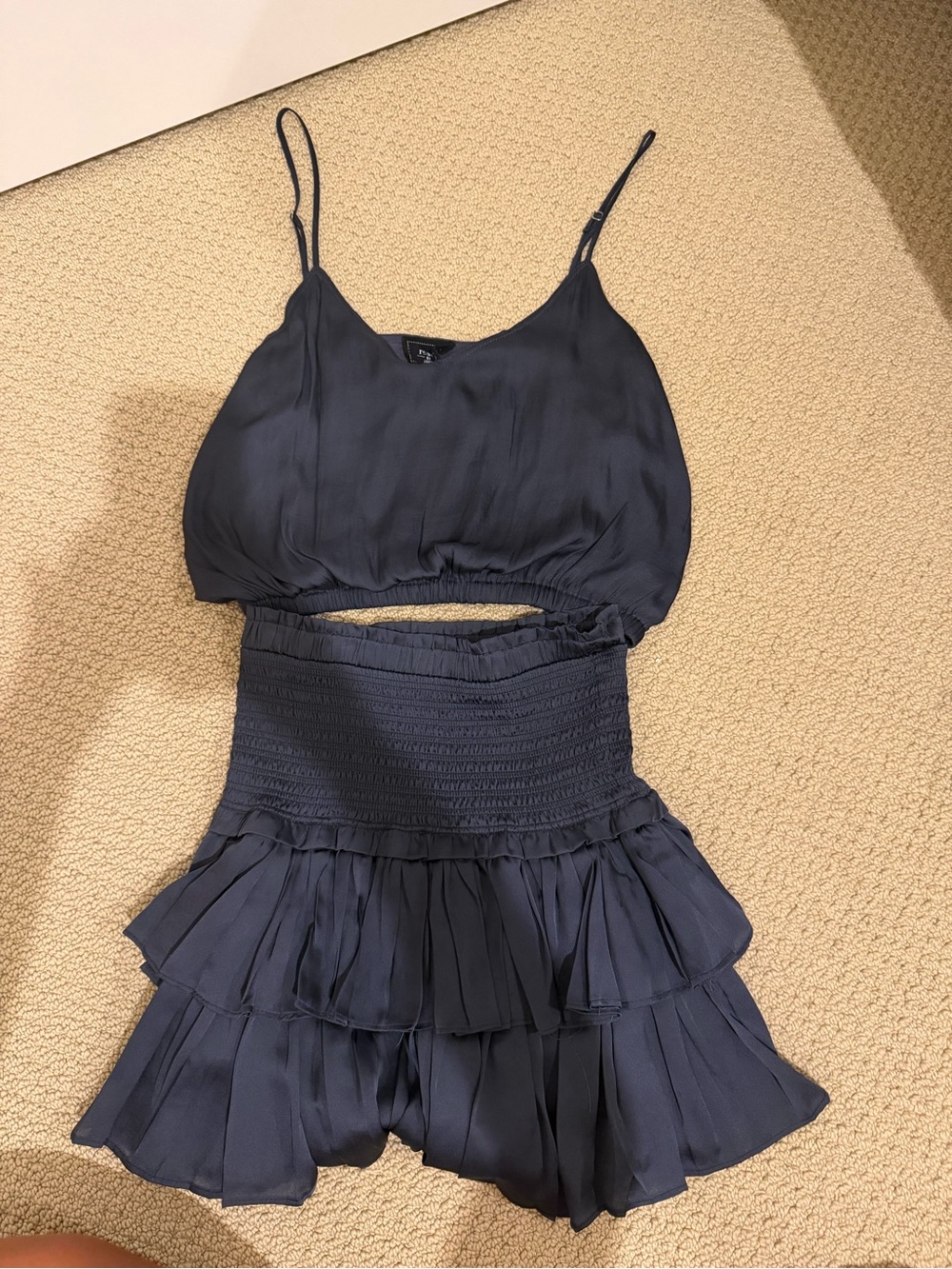 RESET BY JANE Navy Blue Tiered Ruffle skirt set